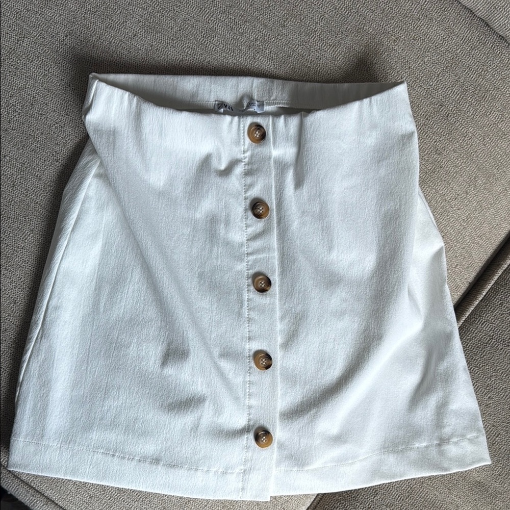 Zara Cream A-line Mini Skirt Casual Resort Wear